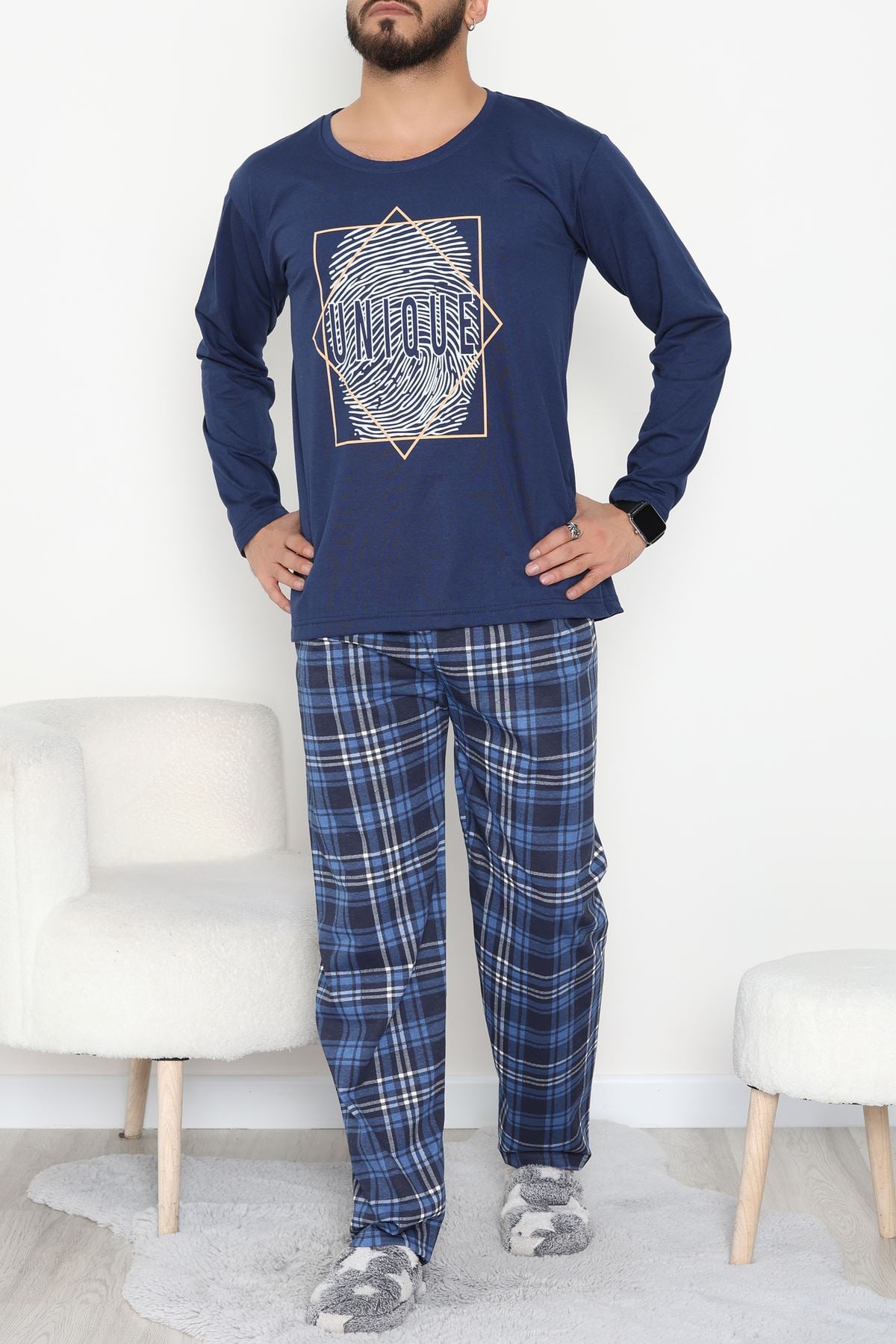 Erkek Pijama Takımı Lacivert - 53544.1838.