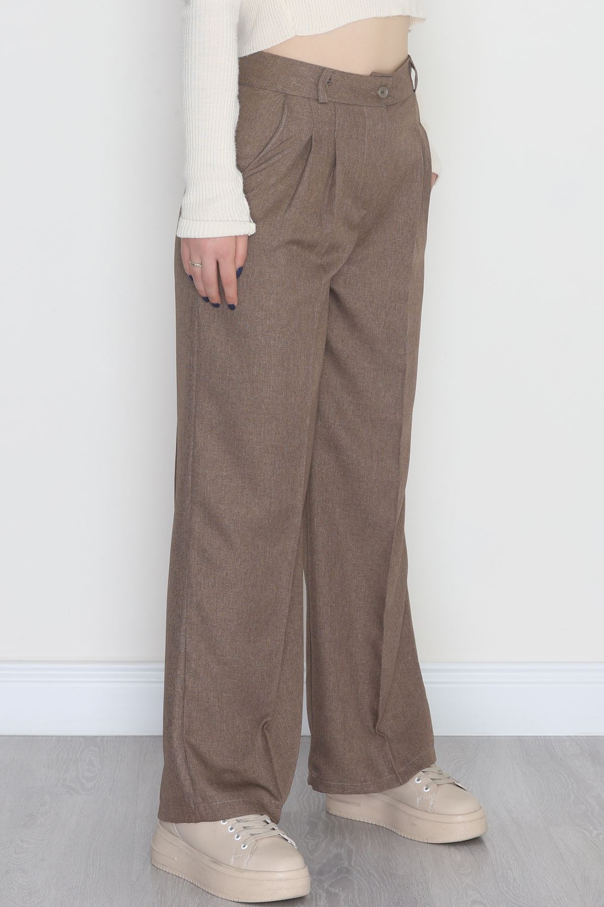 Yün Efekt Palazzo Pantolon Kahve - 51037.2061.