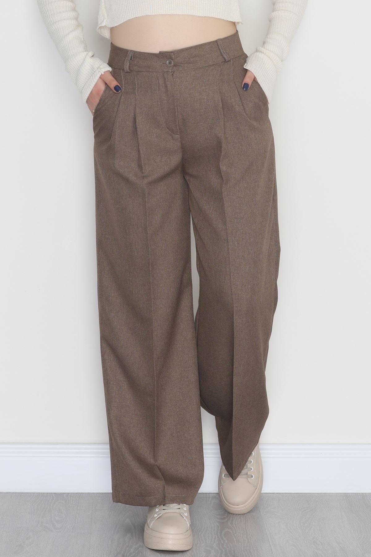 Yün Efekt Palazzo Pantolon Kahve - 51037.2061.