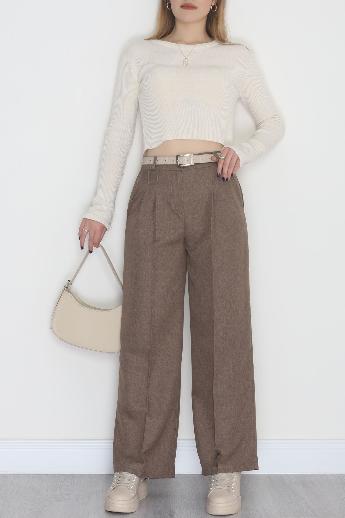 Yün Efekt Palazzo Pantolon Kahve - 51037.2061.