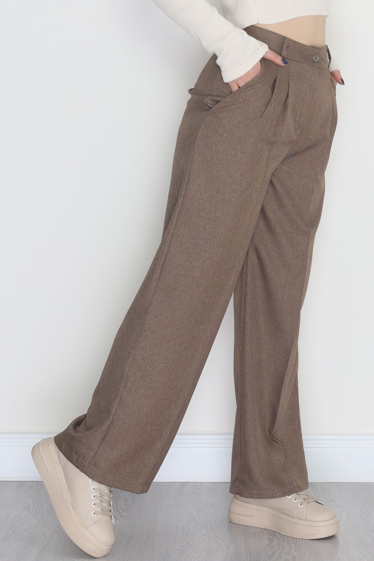 Yün Efekt Palazzo Pantolon Kahve - 51037.2061.