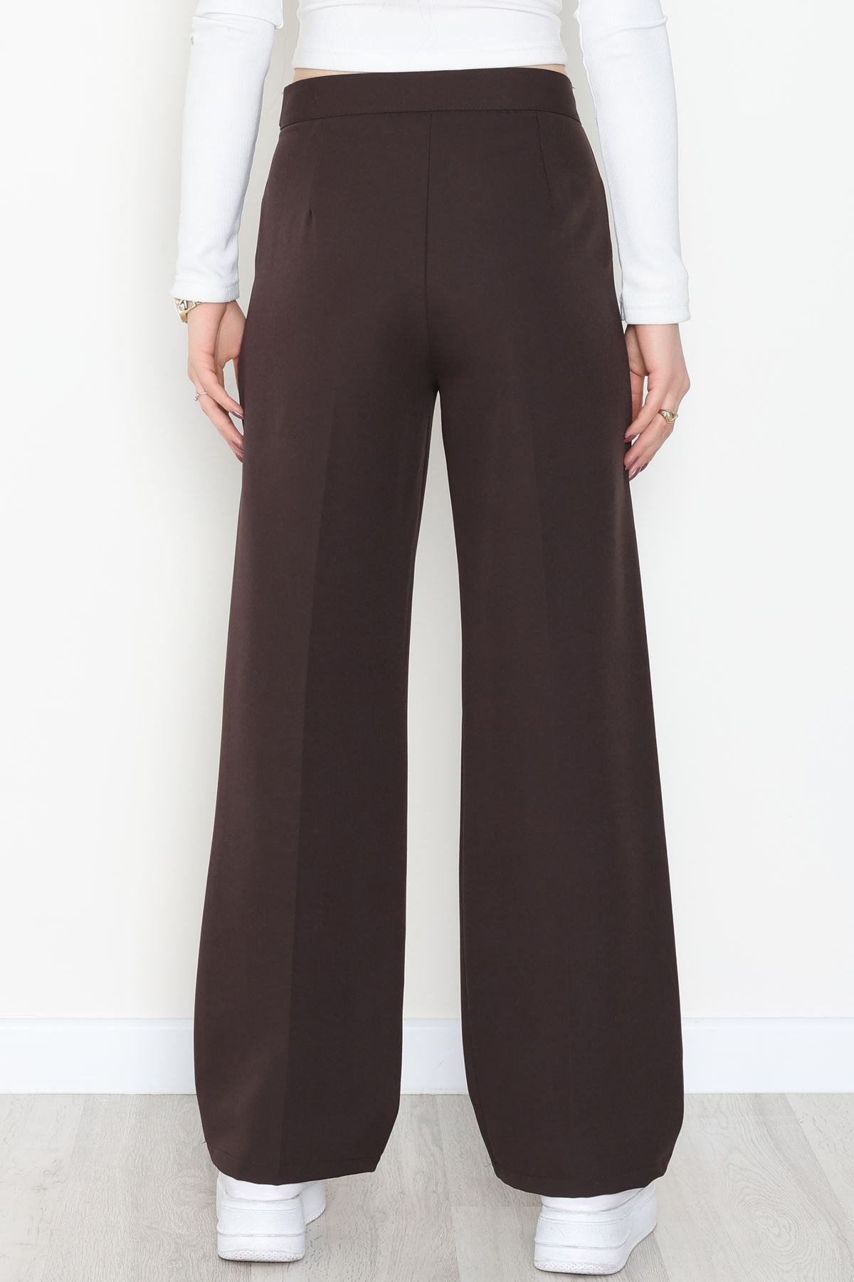 Double Kumaş Kemerli Palazzo Pantolon Koyukahve - 30760.1397.