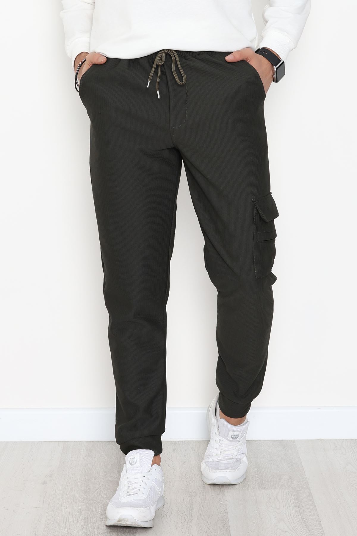 Kargo Cepli Ottoman Kumaş Erkek Eşofman Altı Haki - 42654.1937.