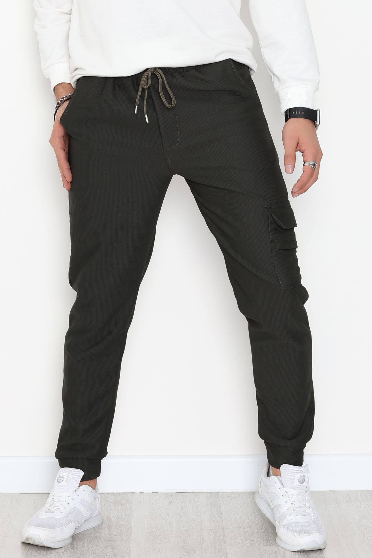 Kargo Cepli Ottoman Kumaş Erkek Eşofman Altı Haki - 42654.1937.