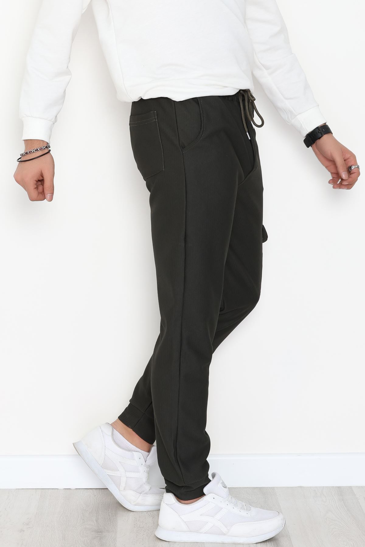 Kargo Cepli Ottoman Kumaş Erkek Eşofman Altı Haki - 42654.1937.