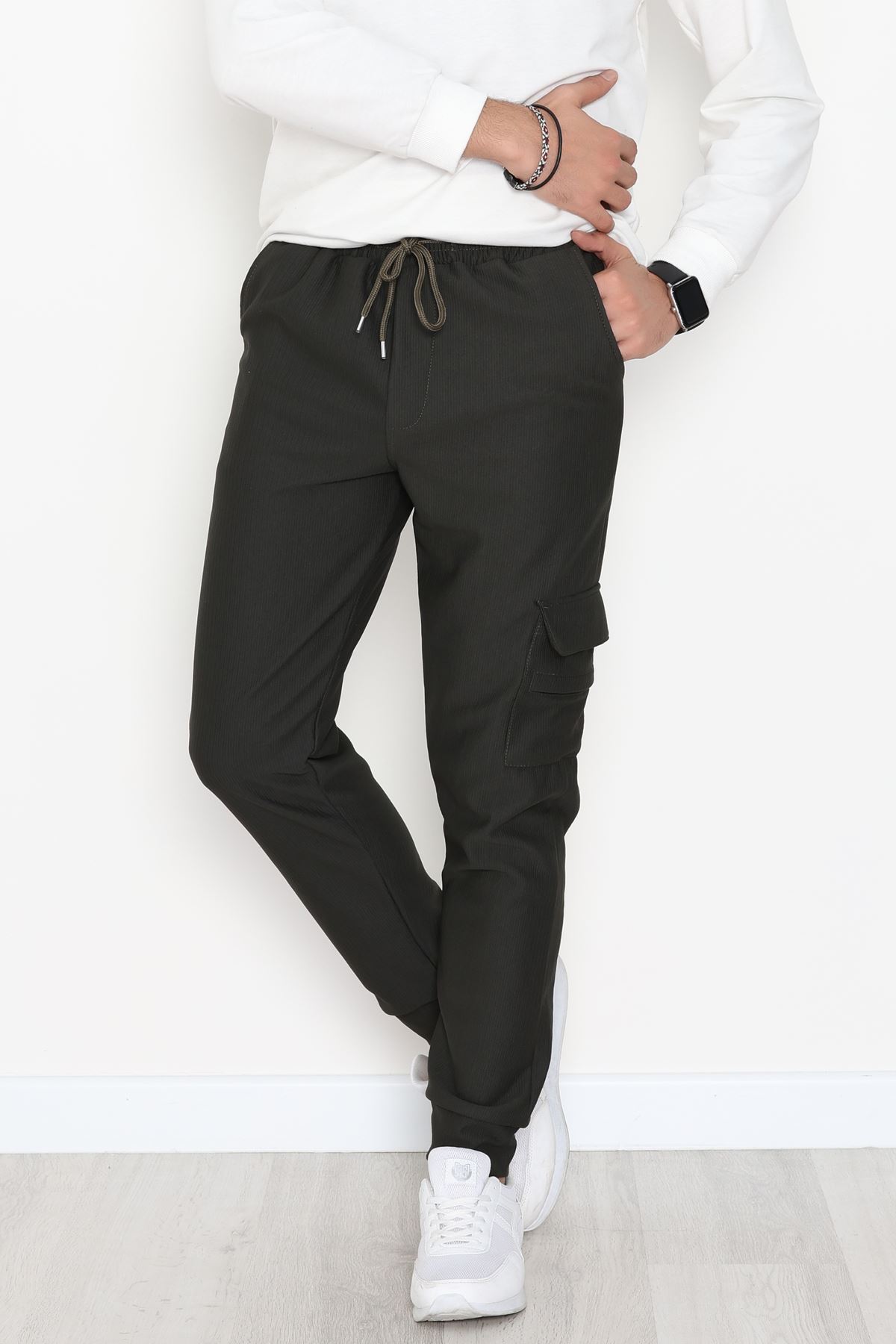 Kargo Cepli Ottoman Kumaş Erkek Eşofman Altı Haki - 42654.1937.