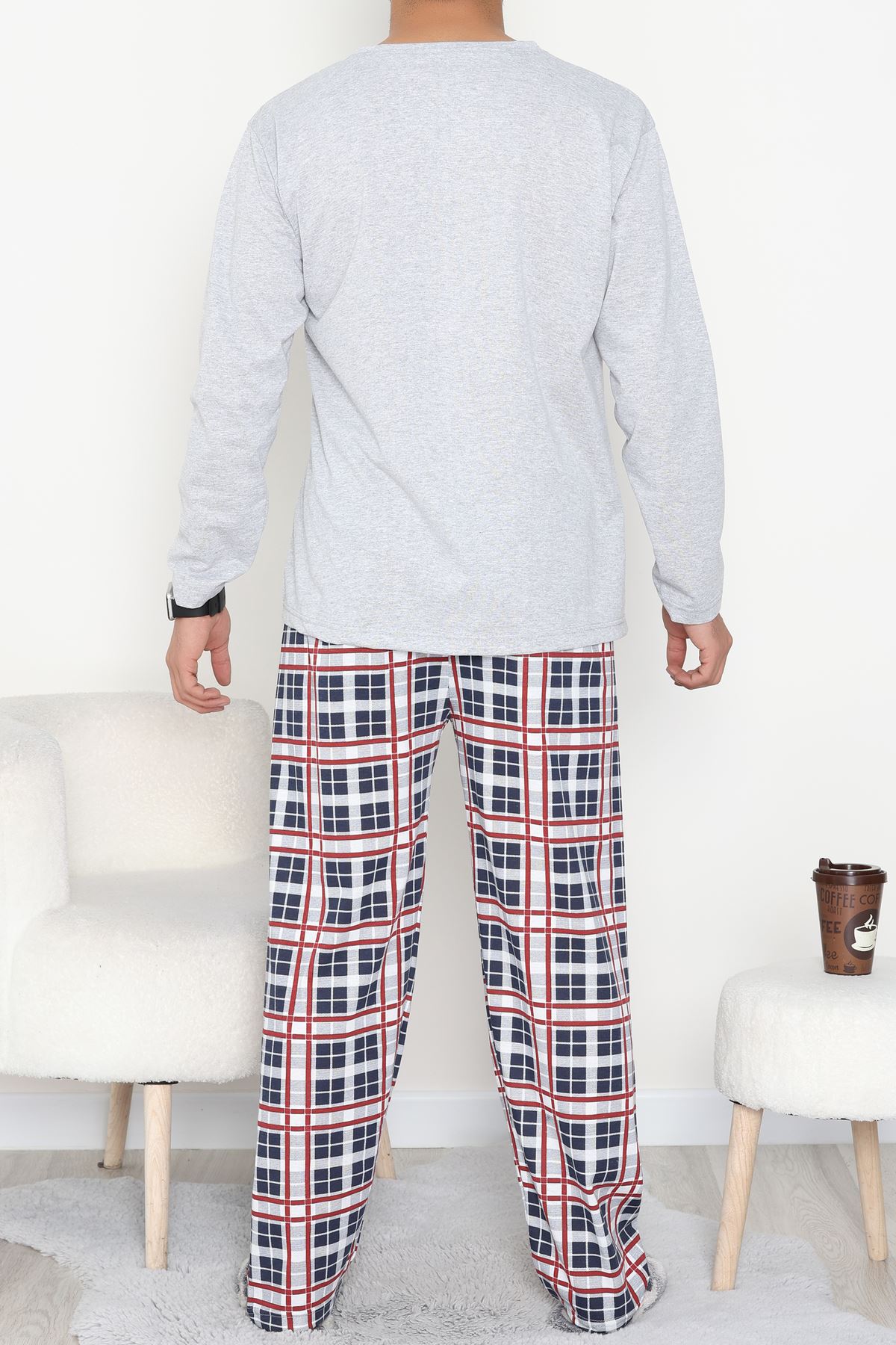 Erkek Pijama Takımı Grikırmızı - 53544.1838.