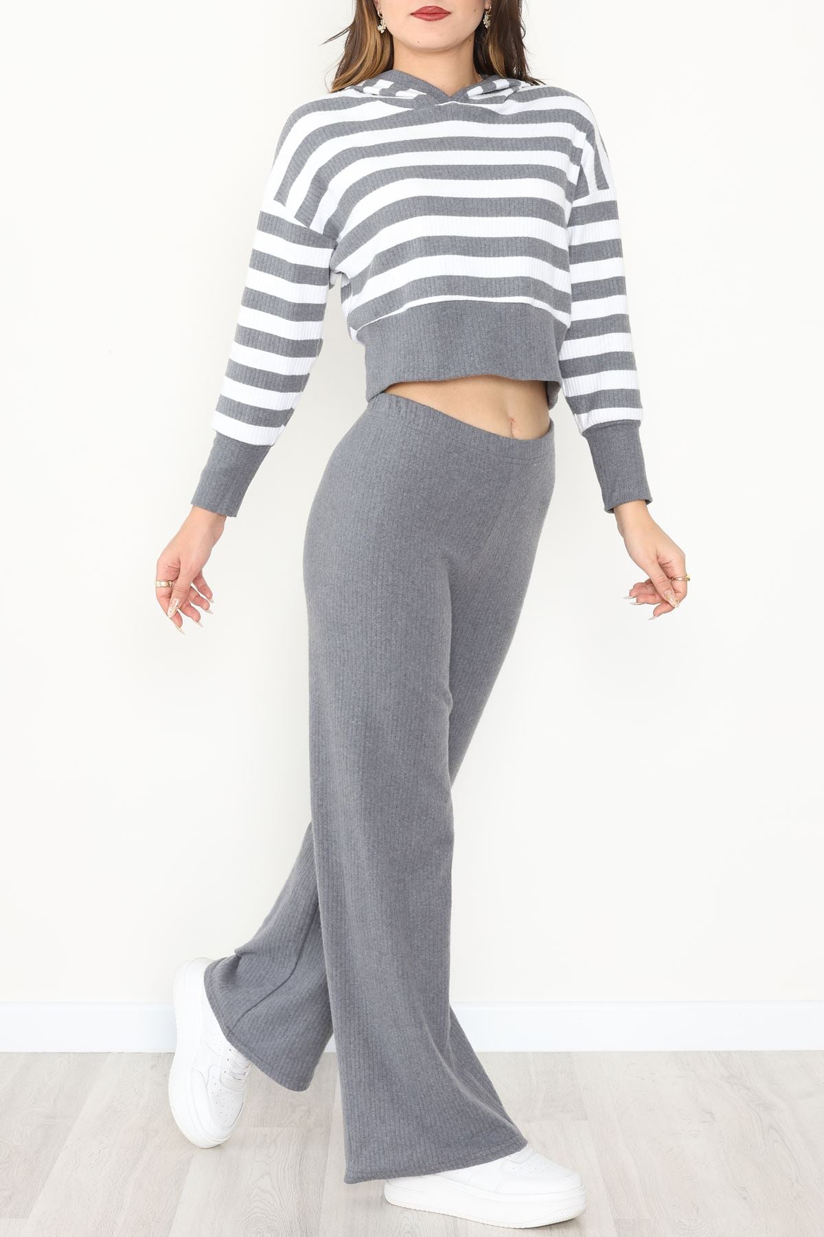 Kapşonlu Raporlu İnterlok İkili Takım Fümebeyaz - 42742.1567.