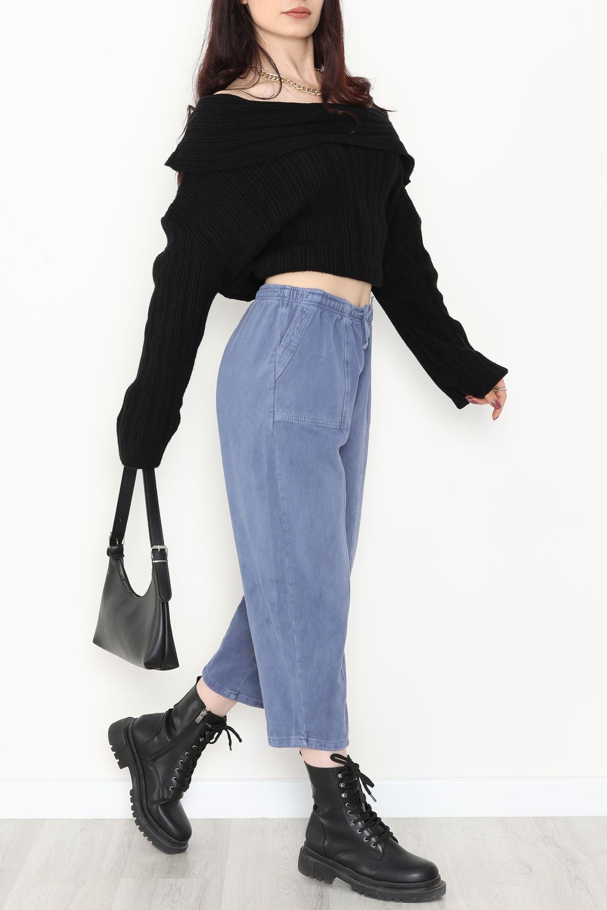 Yıkamalı Havuç Pantolon Açıkmavi - 51212.1779.