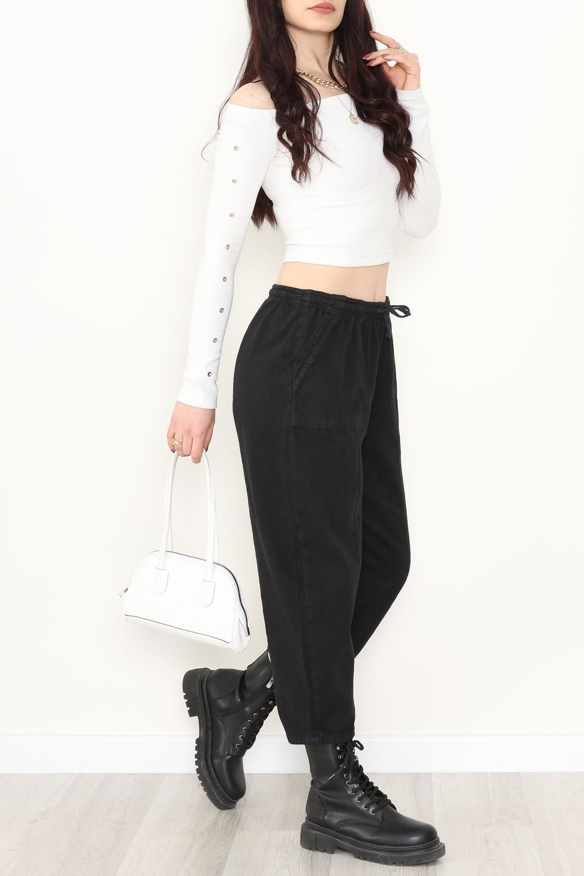 Yıkamalı Havuç Pantolon Siyah - 51212.1779.