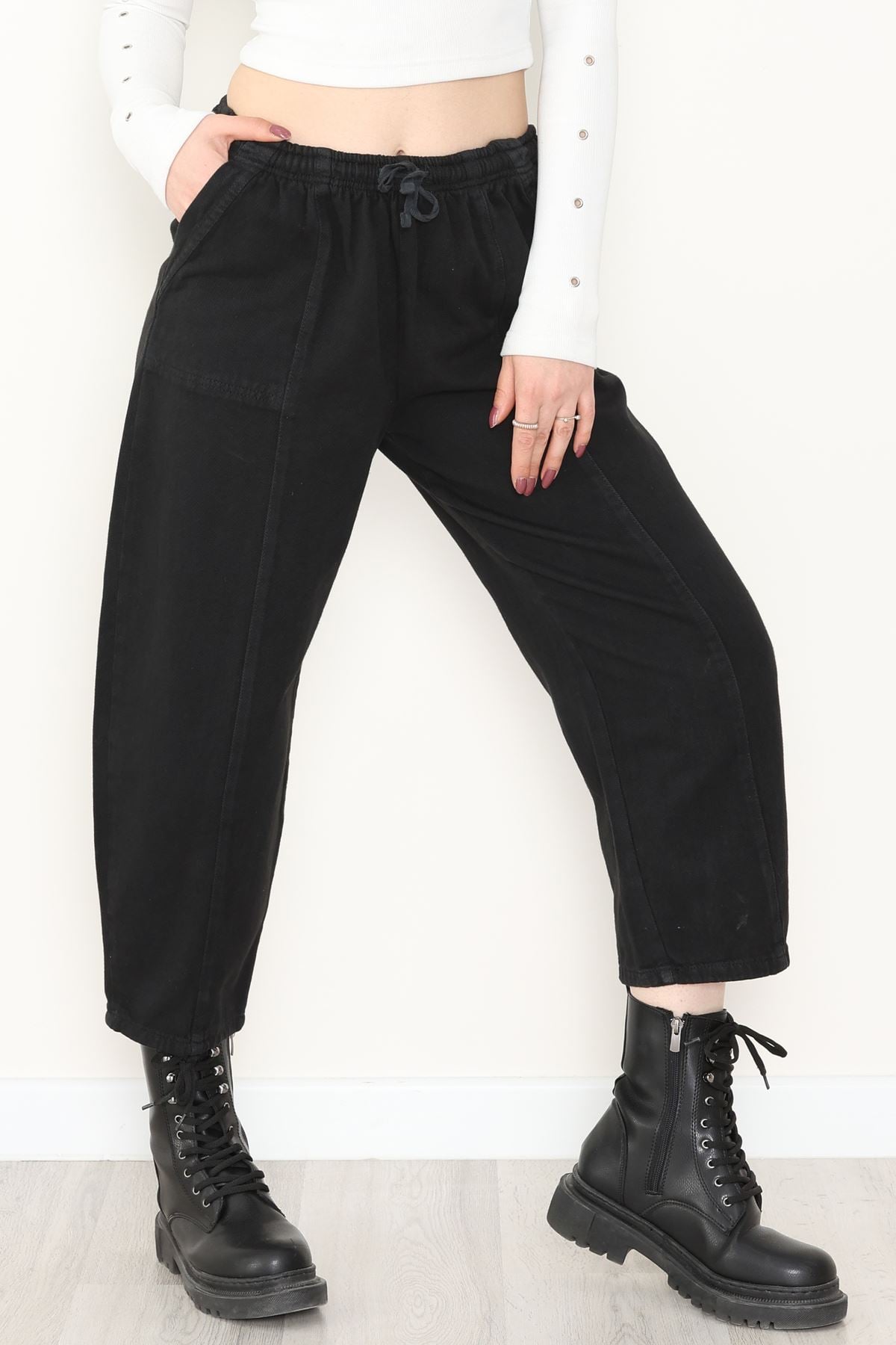 Yıkamalı Havuç Pantolon Siyah - 51212.1779.