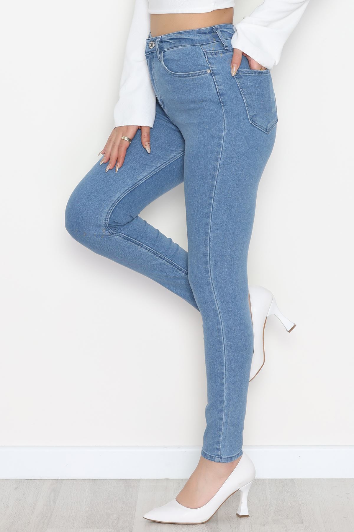 Dar Paça Kot Pantolon Açıkmavi - 31593.2112.