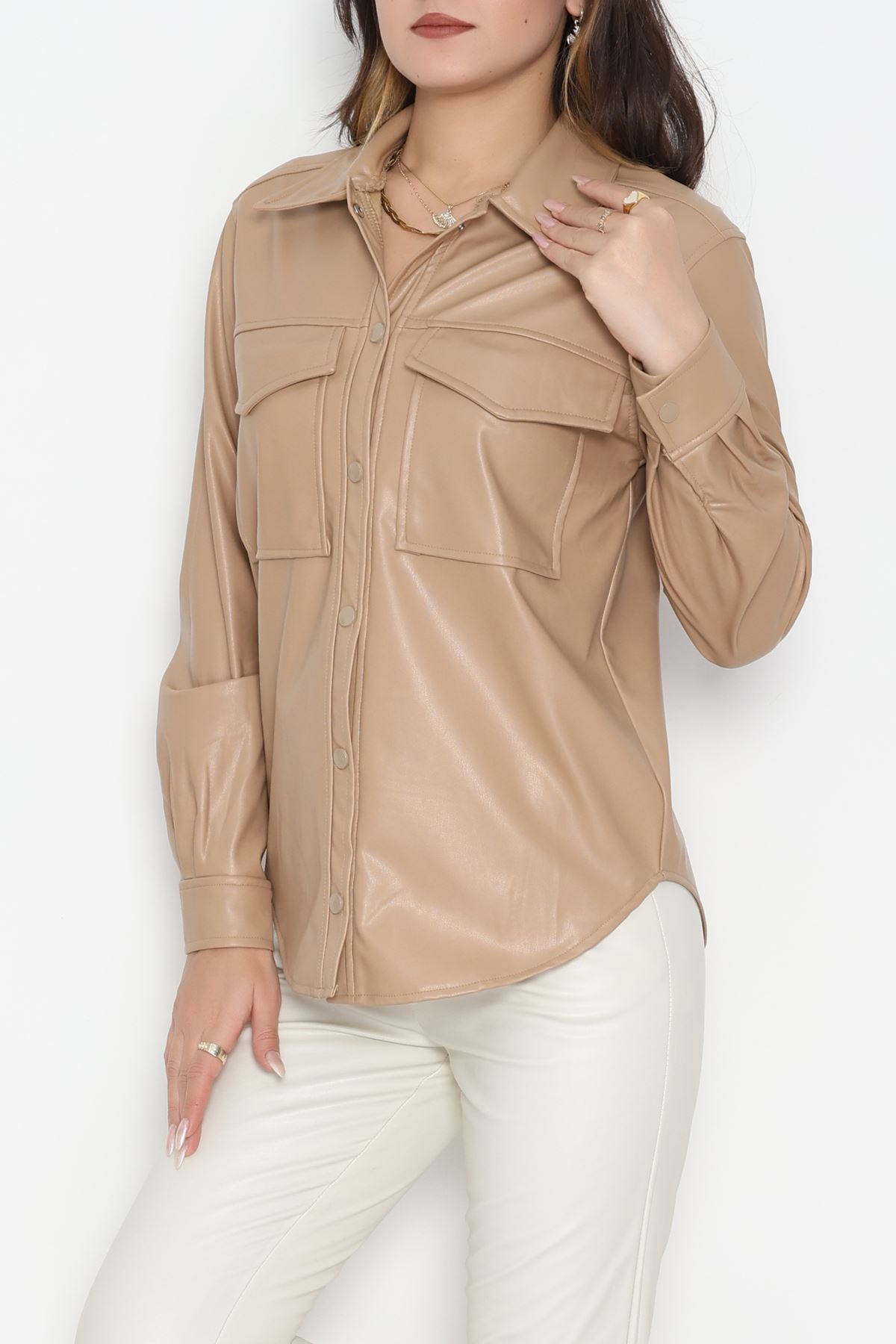 Zra Kumaş Cep Detaylı Düğmeli Gömlek Sütlükahve - 51085.1779.