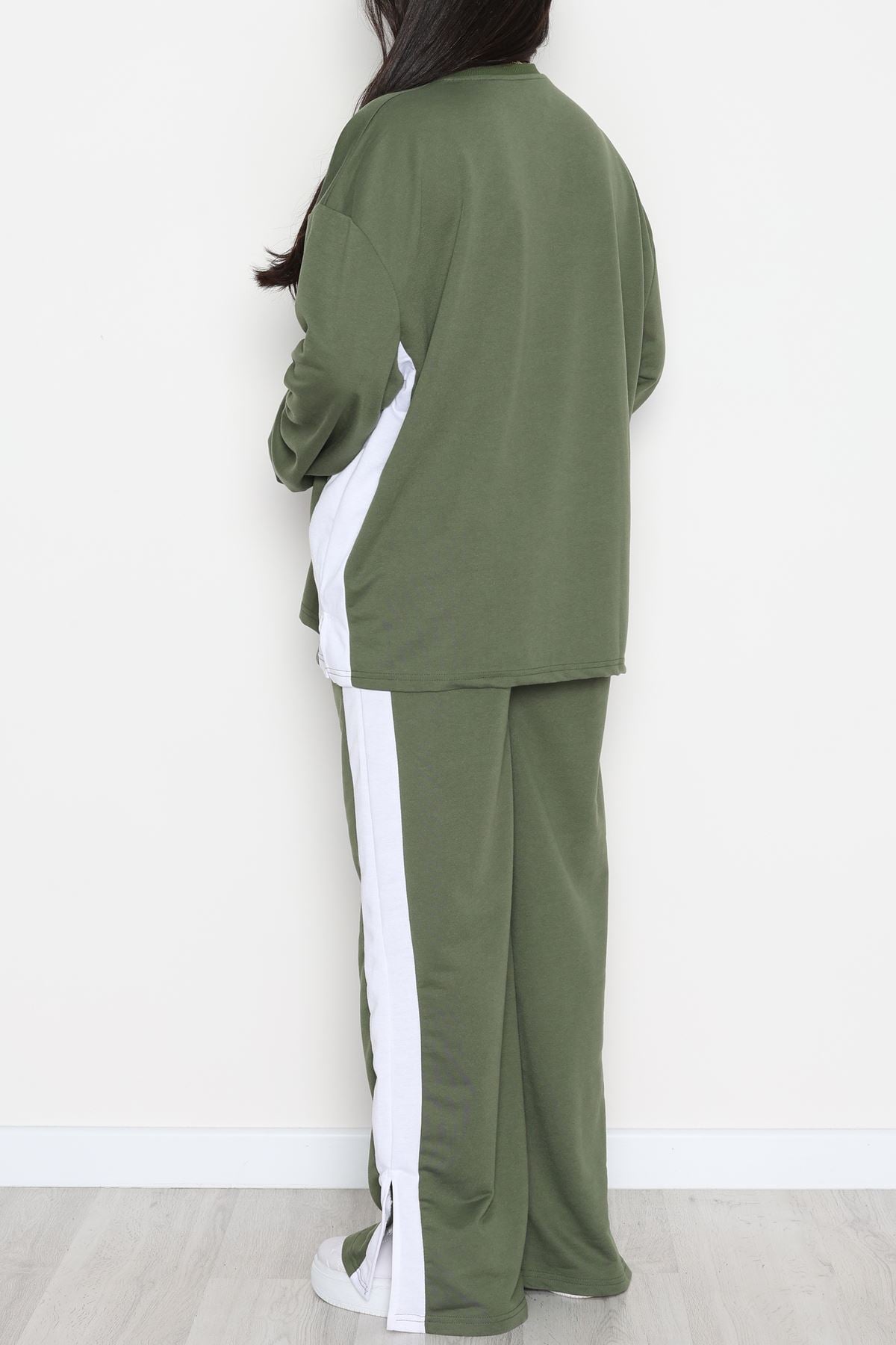 Şeritli 2 İplik Büyük Beden Eşofman Takımı Hakibeyaz - 52047.1857.