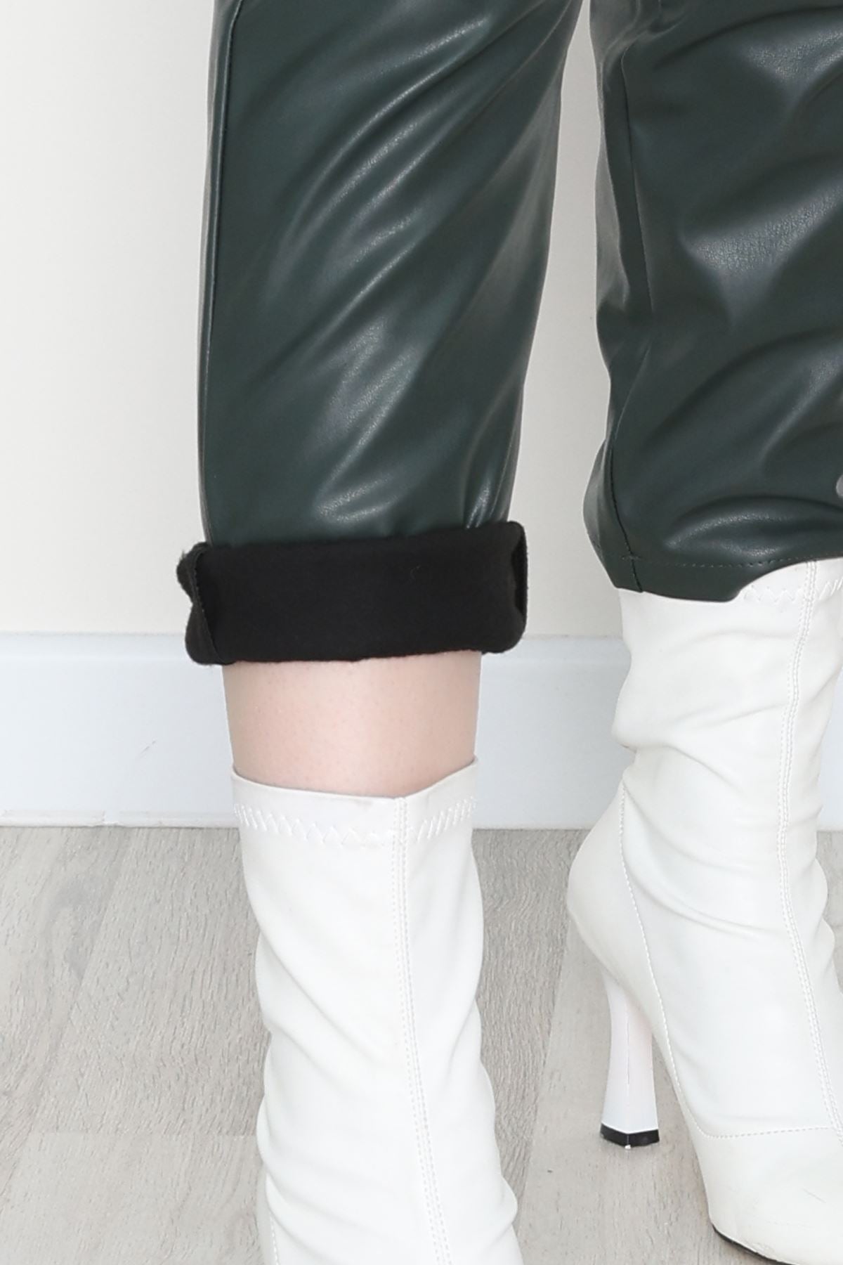 Pu Deri Fleto Cepli Pantolon Koyuyeşil - 51100.1779.