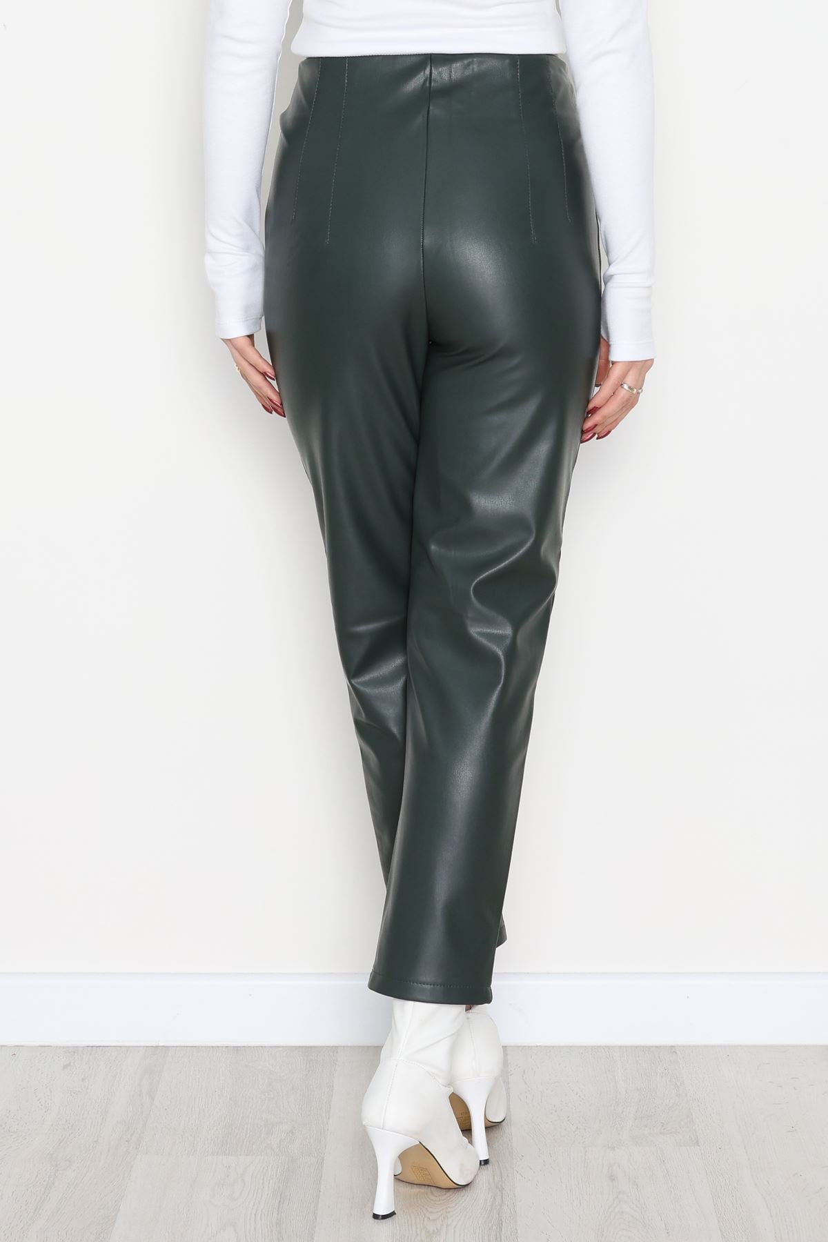 Pu Deri Fleto Cepli Pantolon Koyuyeşil - 51100.1779.