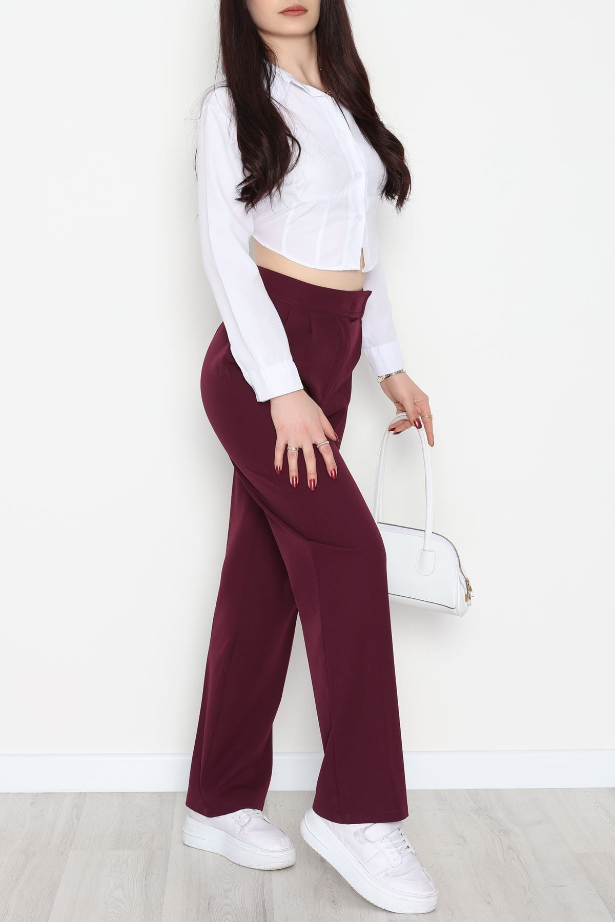 Cırtlı Palazzo Pantolon Mor - 51213.1779.