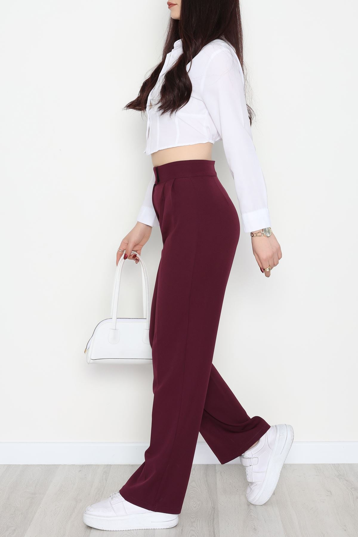 Cırtlı Palazzo Pantolon Mor - 51213.1779.