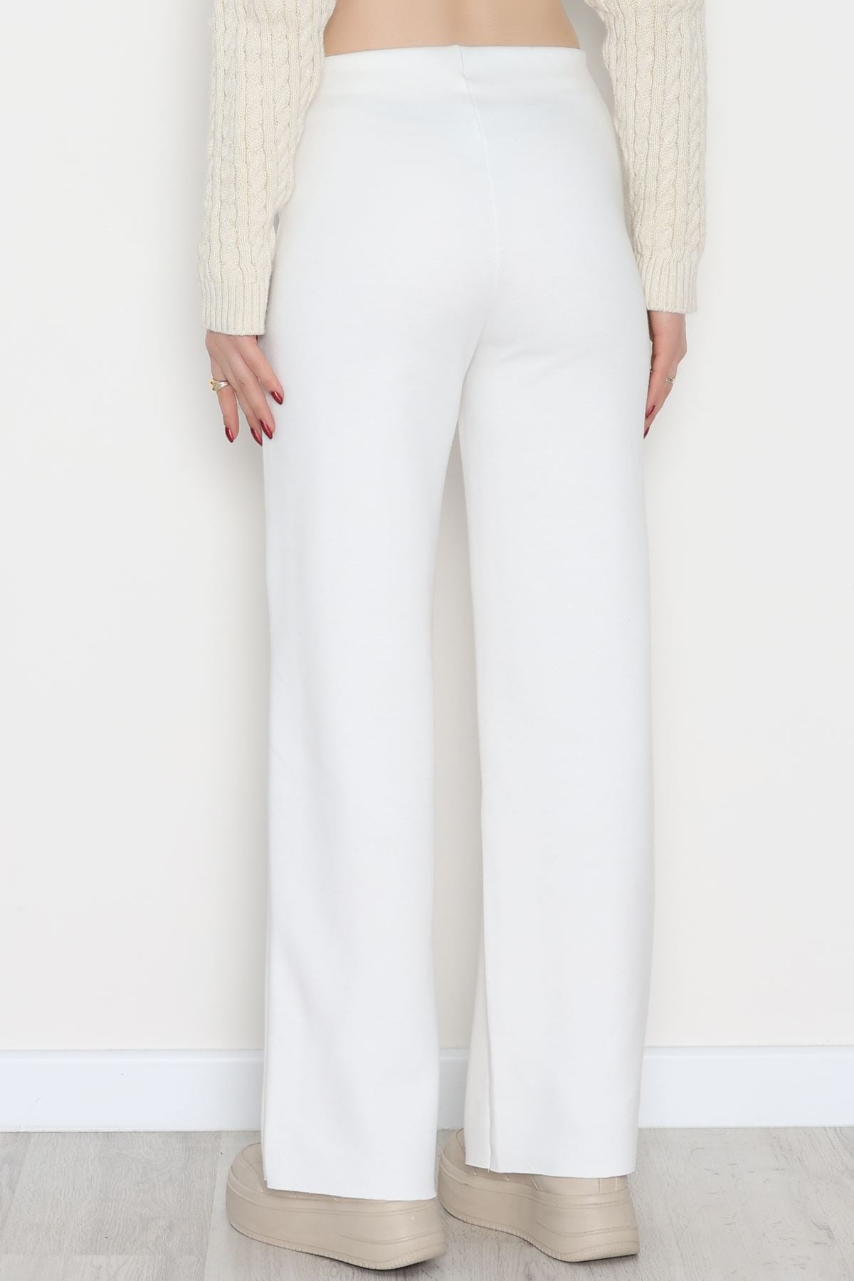 Selanik Kumaş Palazzo Pantolon Krem - 51036.1837.