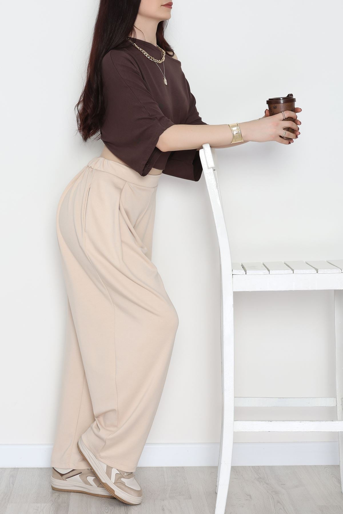 Ters Pileli Modal Pantolon Bej - 4082.1247.