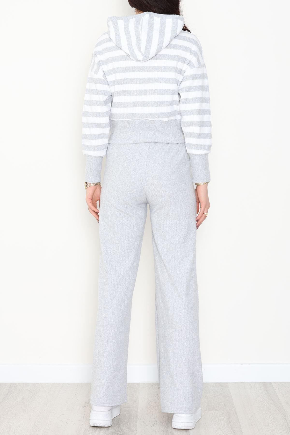 Kapşonlu Raporlu İnterlok İkili Takım Gribeyaz - 42742.1567.