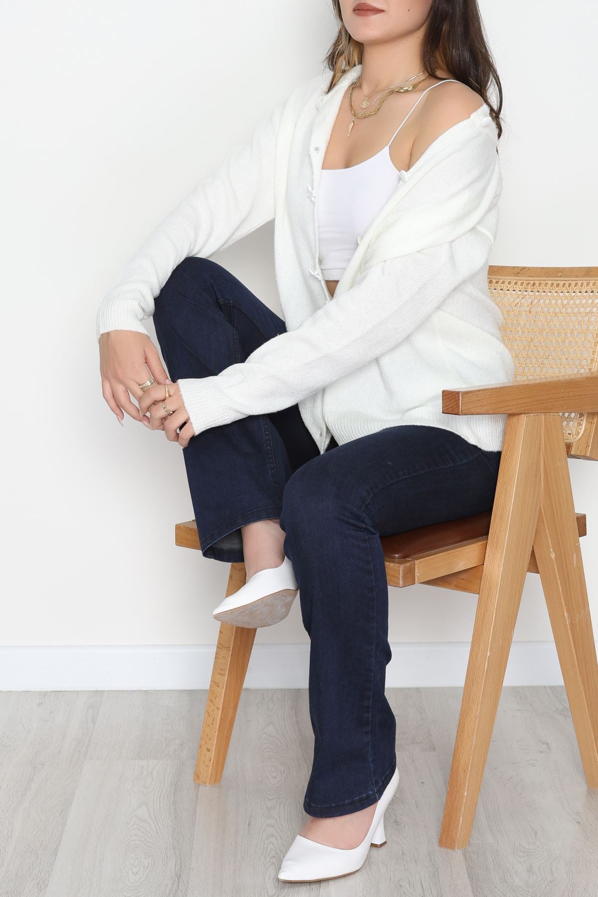 Fiyonklu Hırka Ekru - 2396.1765.