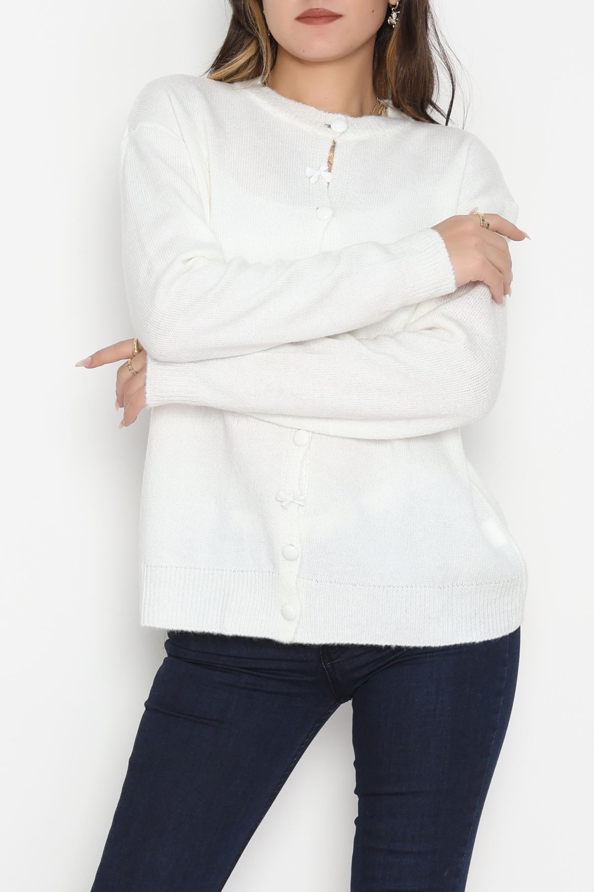 Fiyonklu Hırka Ekru - 2396.1765.