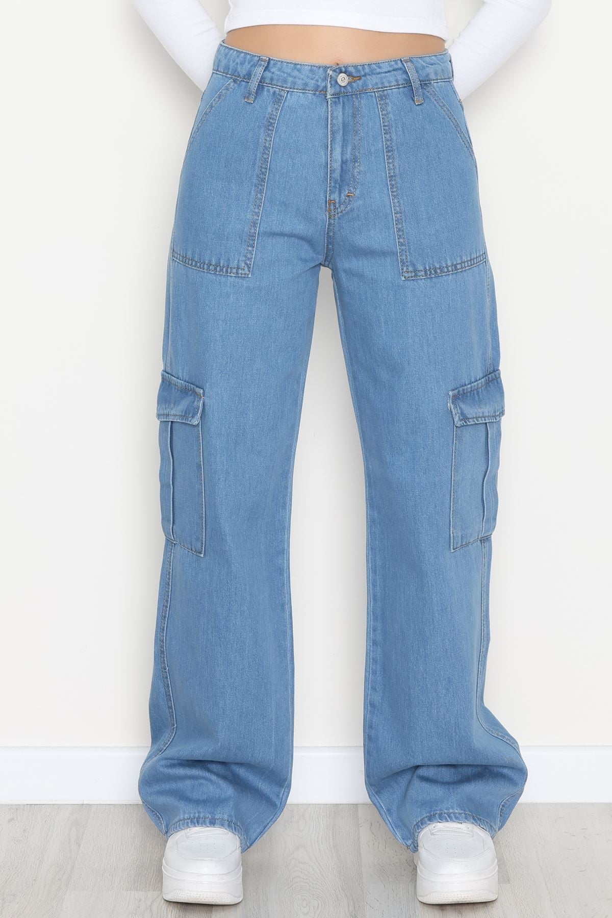 Kargo Cep Palazzo Kot Pantolon Açıkmavi - 42681.1836.