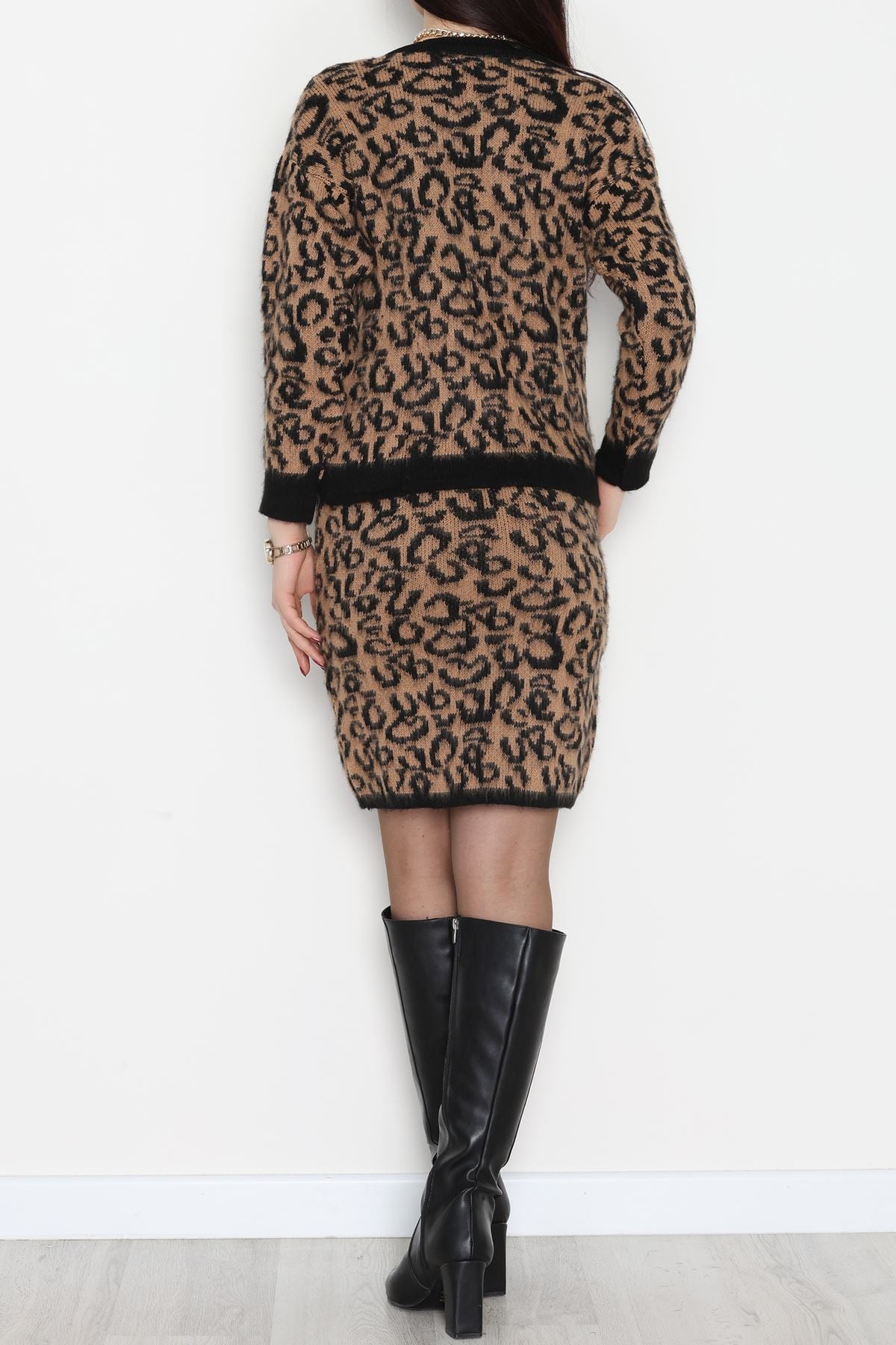 Leopar Desenli Triko Takım Kahveleo - 51107.1765.