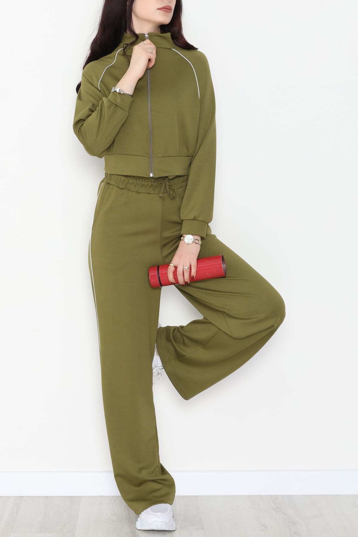 Biyeli Modal Eşofman Takımı Yeşil - 4130.1247.