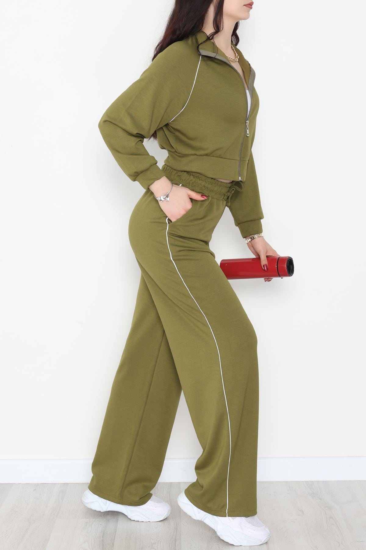 Biyeli Modal Eşofman Takımı Yeşil - 4130.1247.