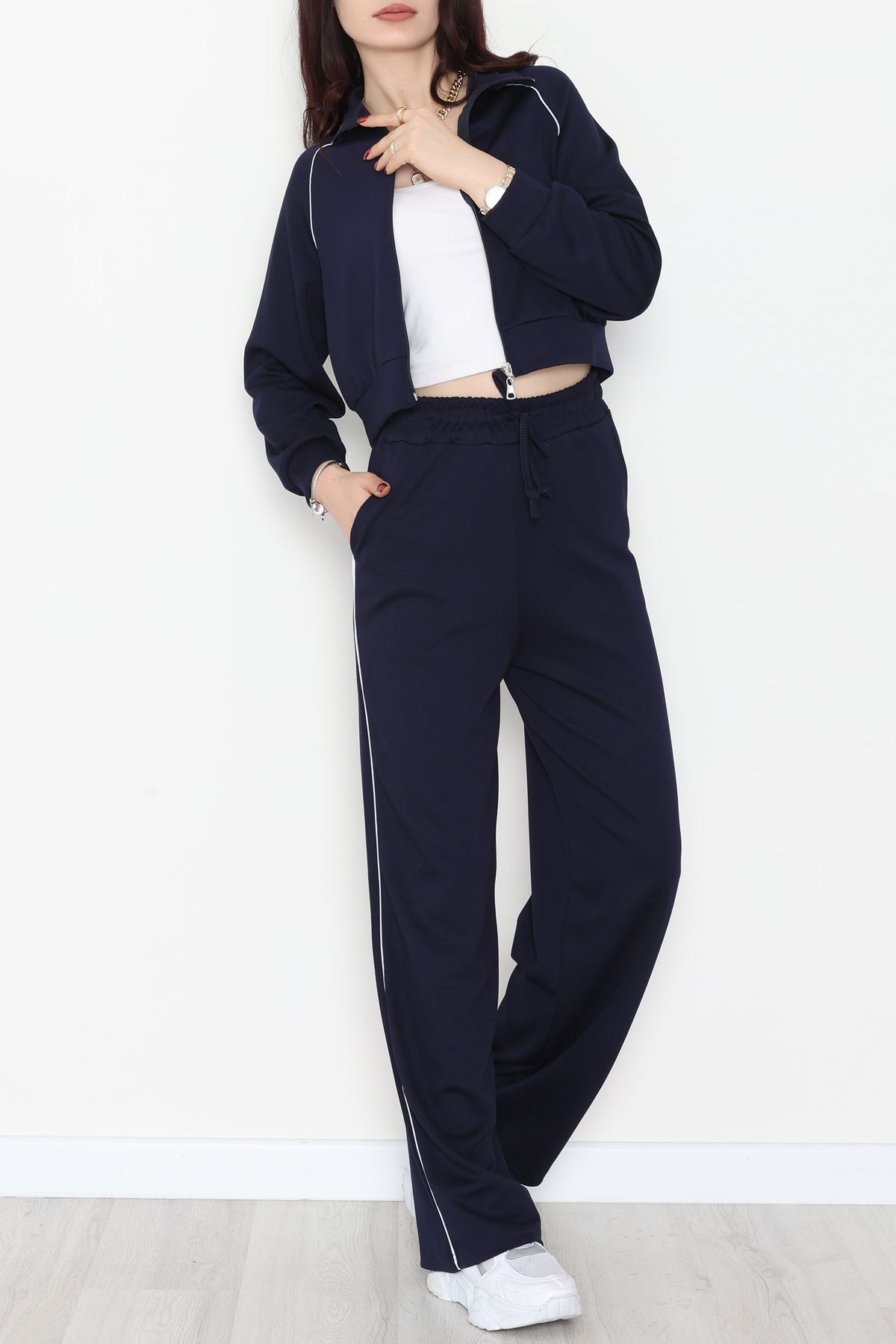 Biyeli Modal Eşofman Takımı Lacivert - 4130.1247.