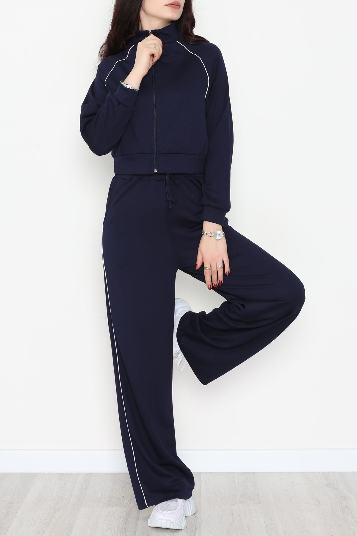 Biyeli Modal Eşofman Takımı Lacivert - 4130.1247.