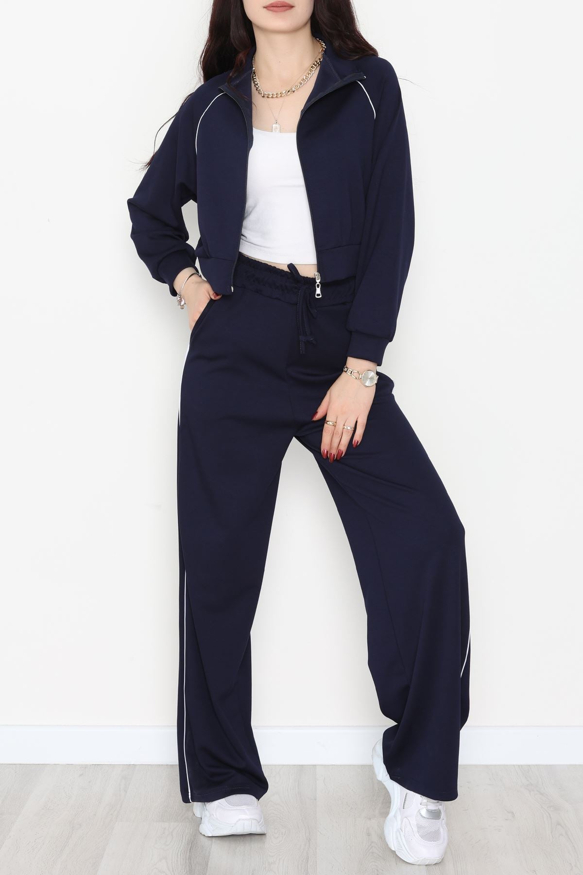 Biyeli Modal Eşofman Takımı Lacivert - 4130.1247.