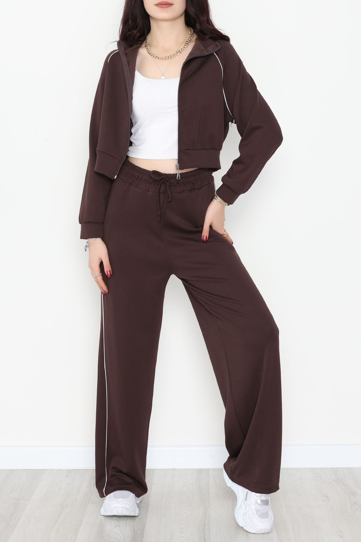 Biyeli Modal Eşofman Takımı Acıkahve - 4130.1247.