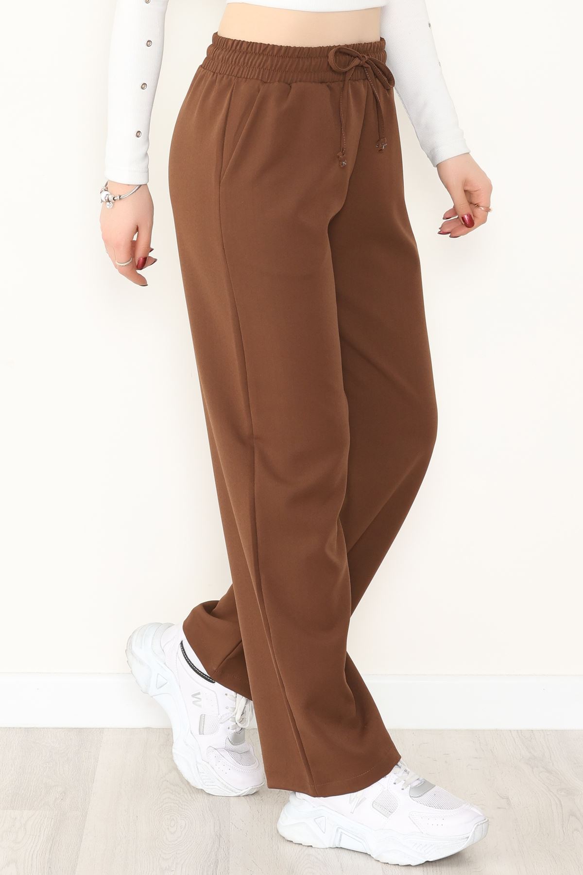 Beli Lastikli Dabıl Palazzo Pantolon Kahve - 90714.1837.