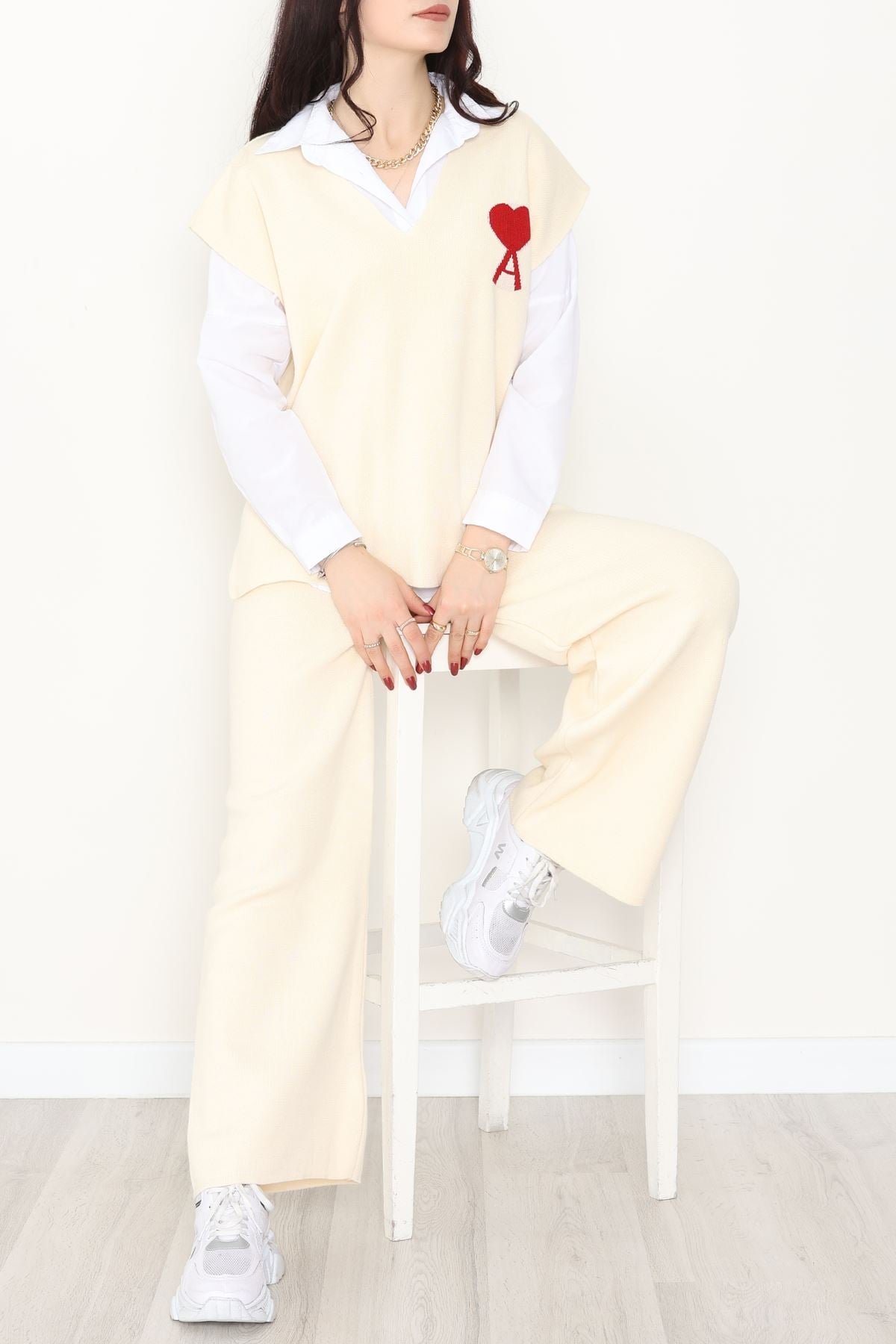 Baskılı Triko Takım Bej - 7109.1247.