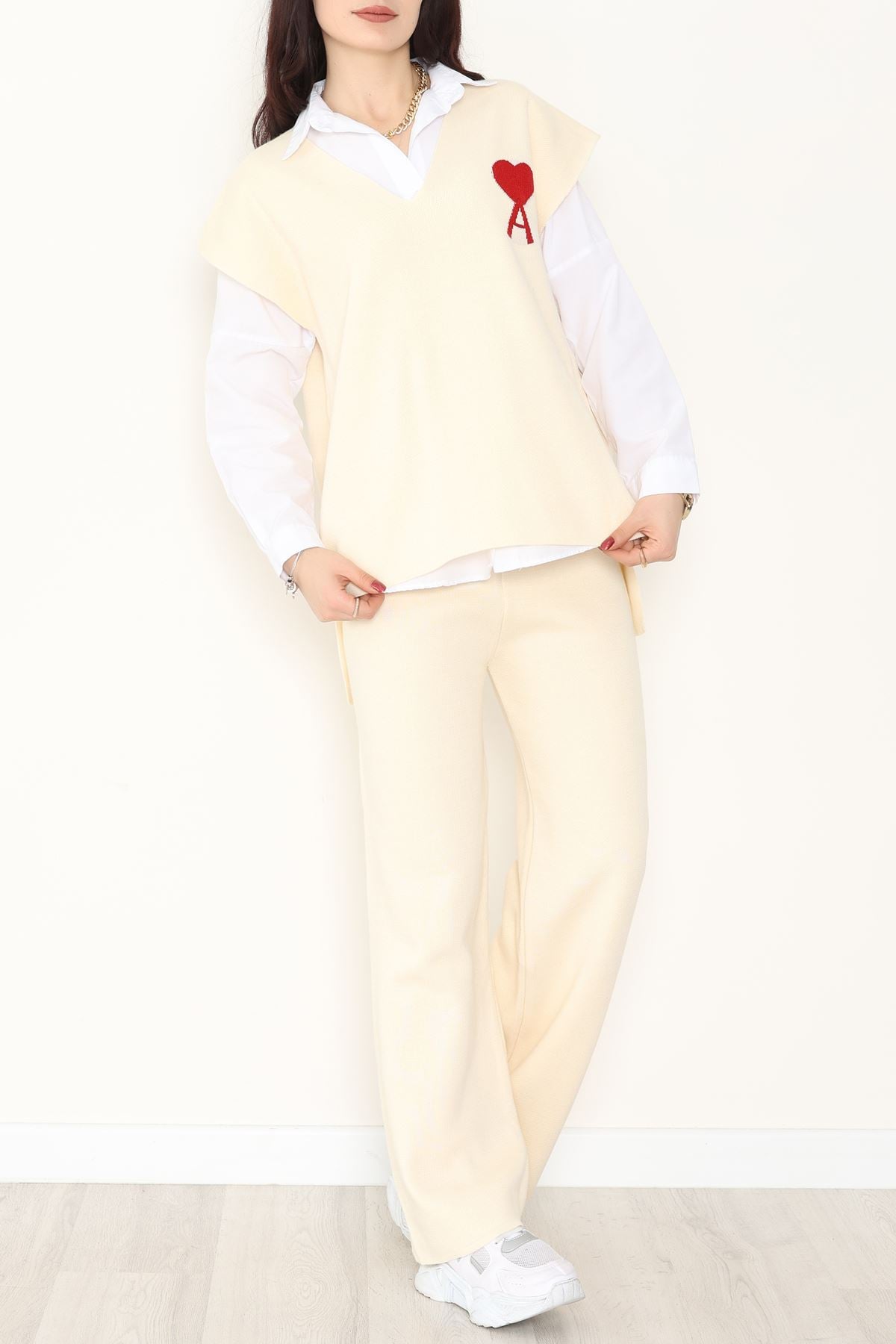 Baskılı Triko Takım Bej - 7109.1247.