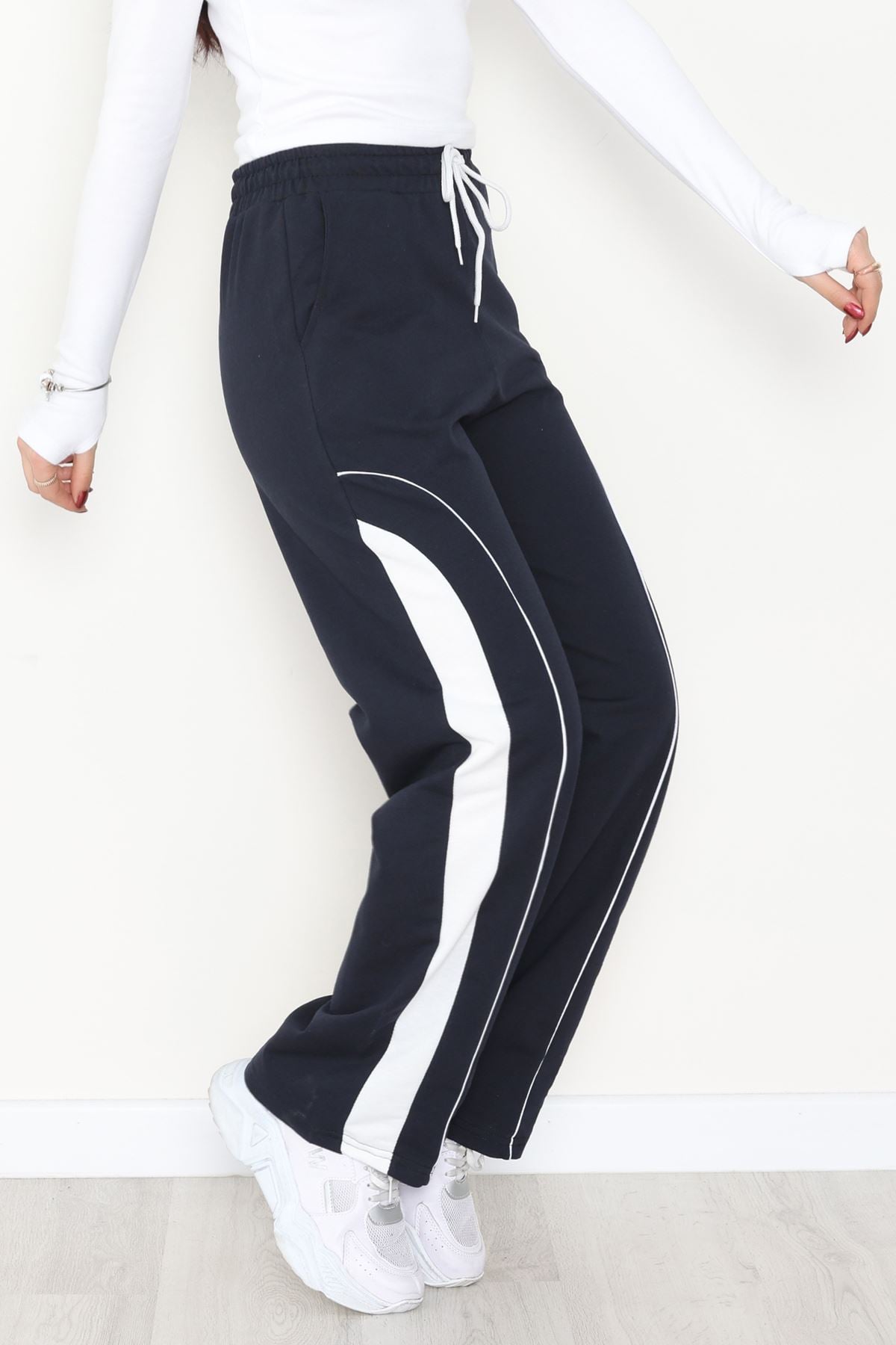 Şeritli 2 İplik Eşofman Altı Lacivert - 52102.1005.