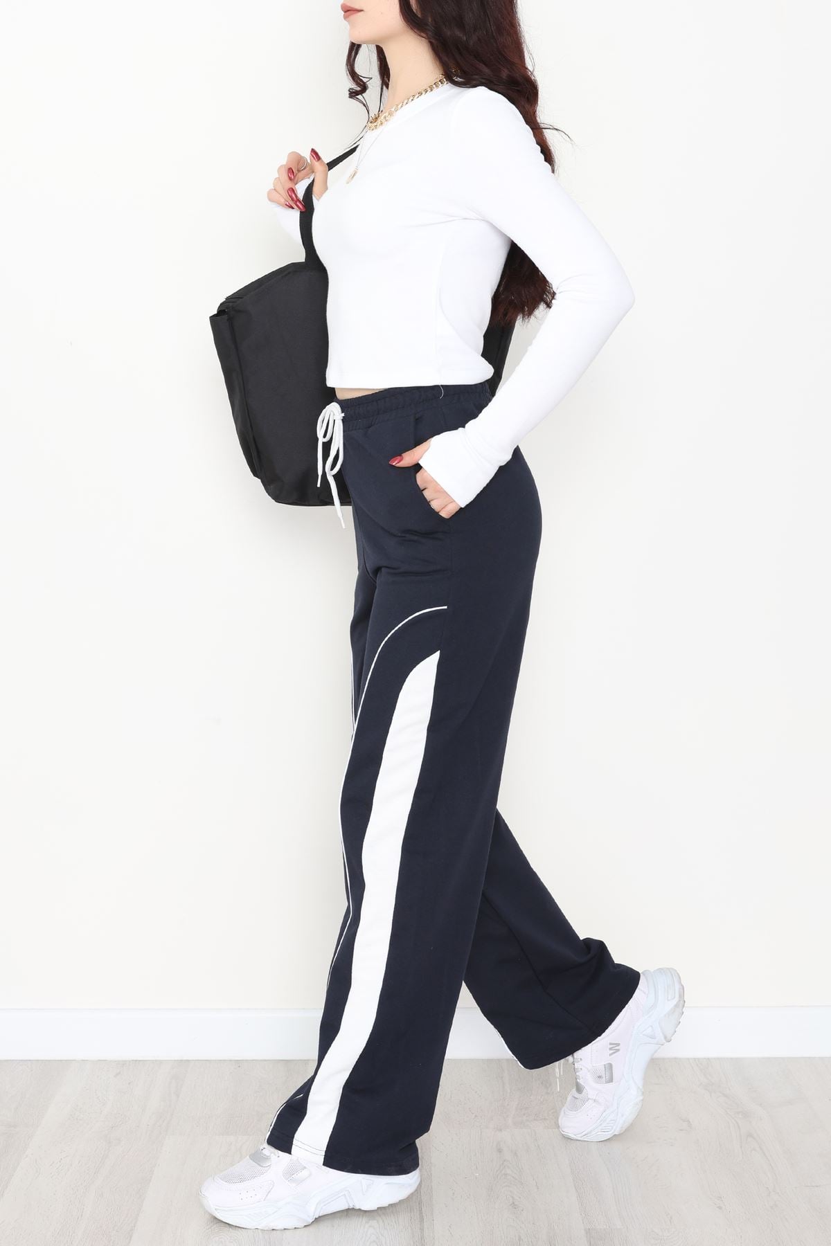 Şeritli 2 İplik Eşofman Altı Lacivert - 52102.1005.