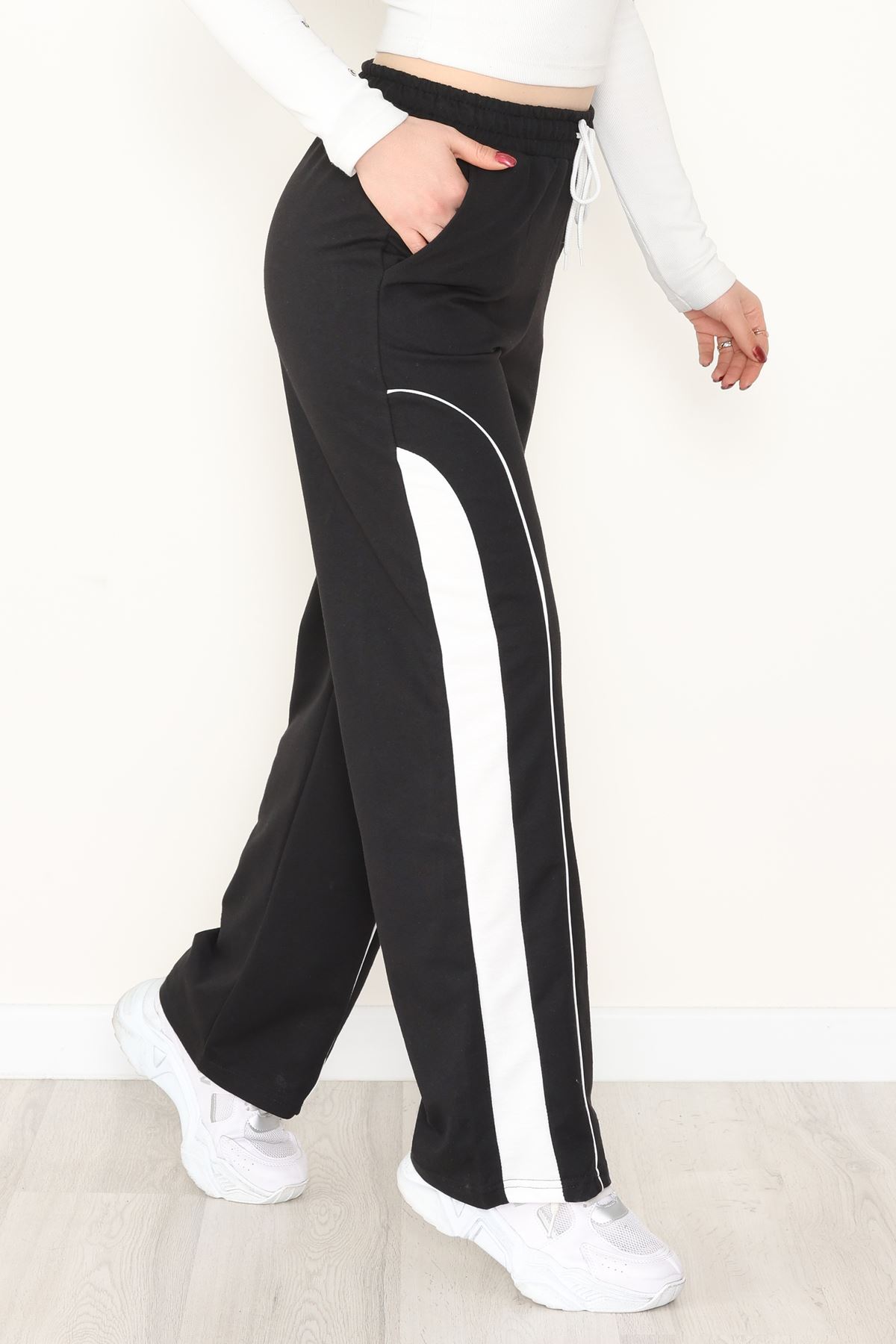 Şeritli 2 İplik Eşofman Altı Siyah - 52102.1005.