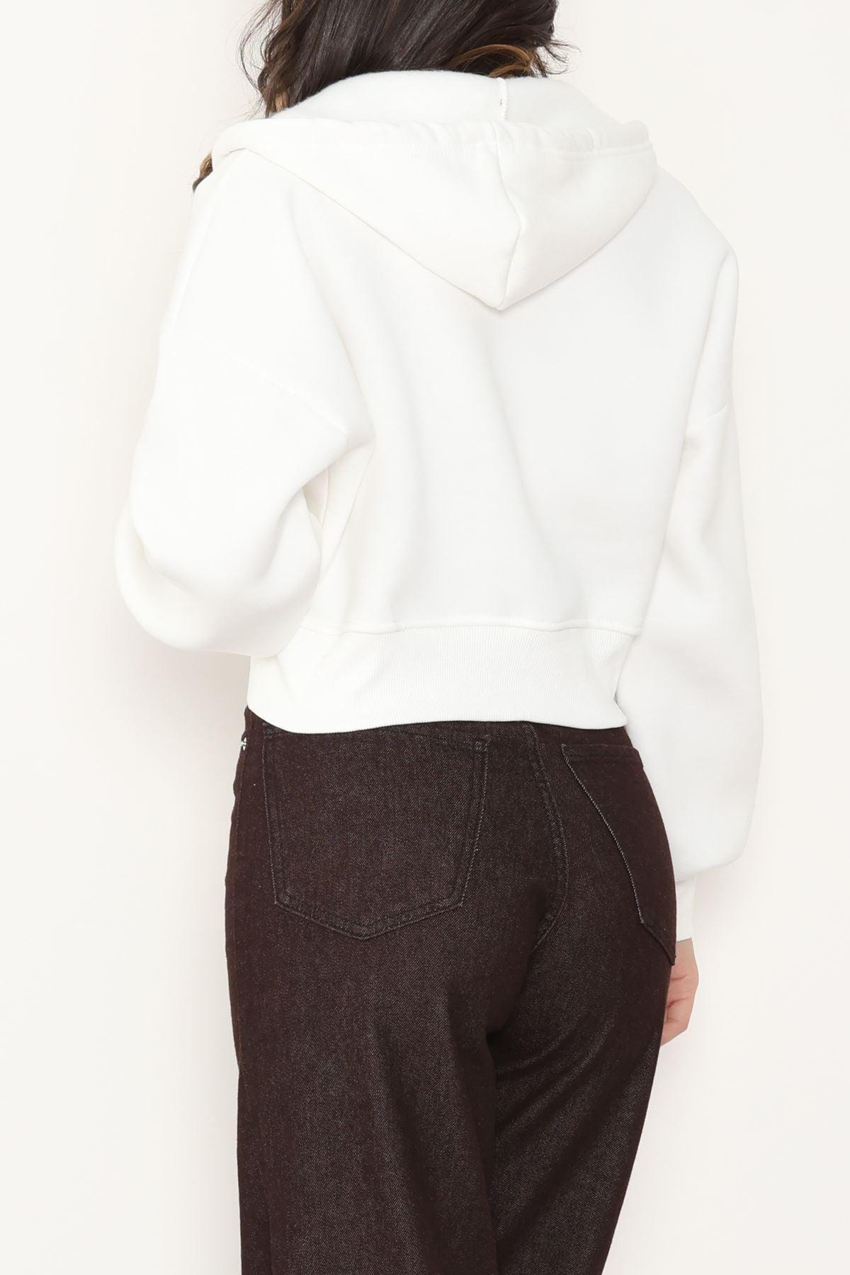 3 İplik Şardonlu Fermuarlı Sweat Ekru - 42501.1878.