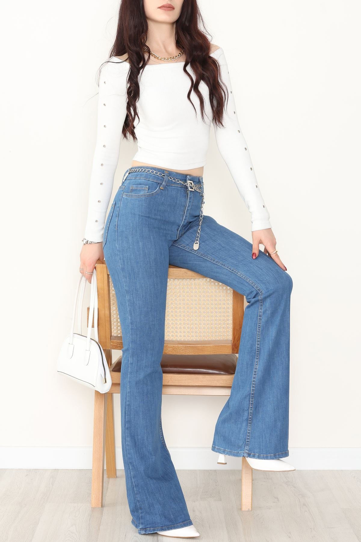 İspanyol Paça Kot Pantolon Mavi - 31649.1184.