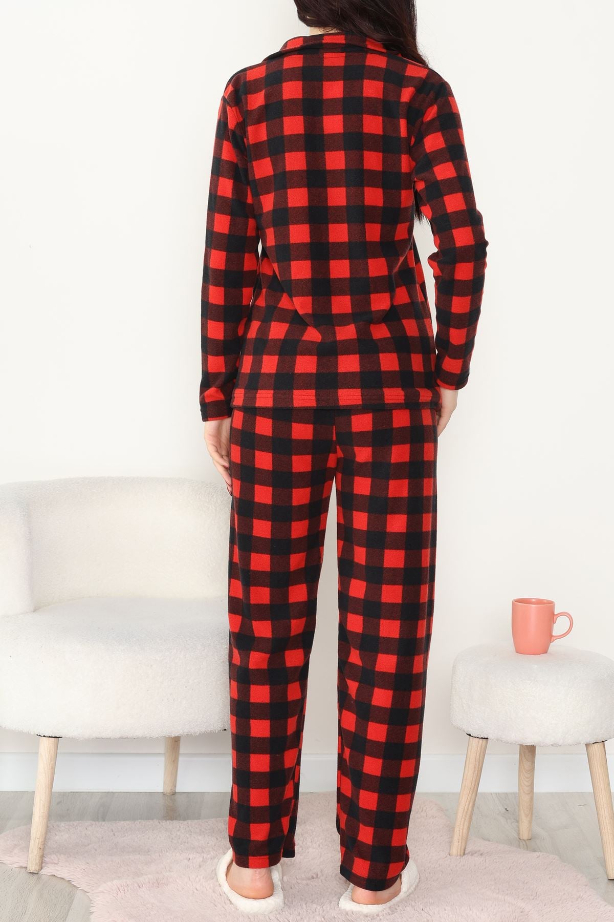 Önü Düğmeli Polar Takım Kırmızıekose - 451.1287.