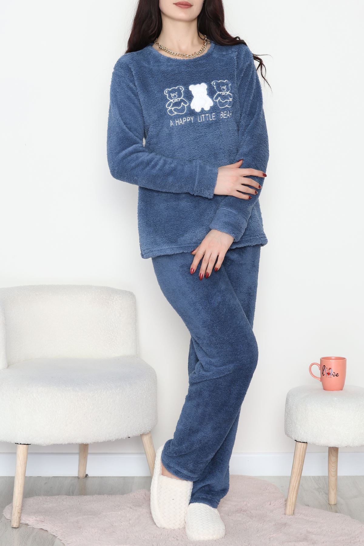 Peluş Pijama Takımı İndigo - 52107.1961.