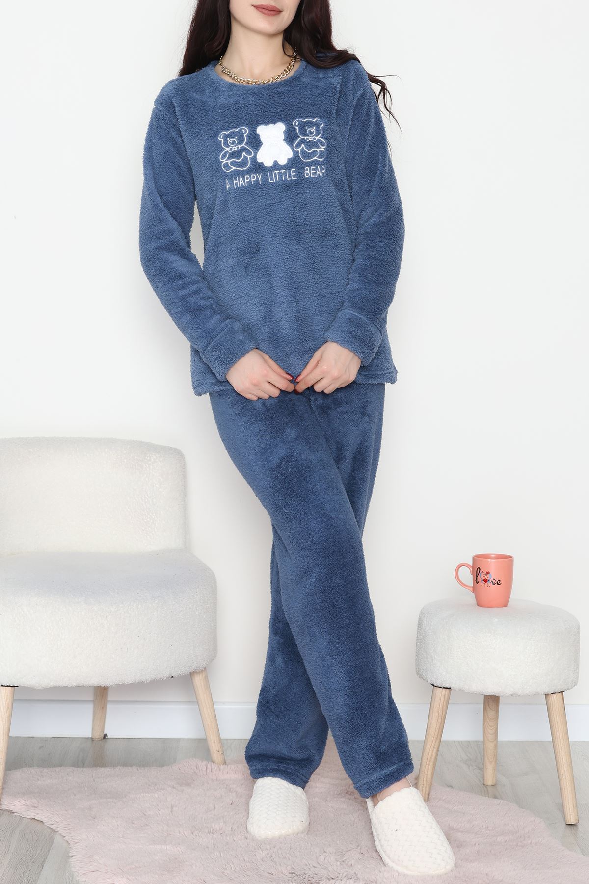 Peluş Pijama Takımı İndigo - 52107.1961.