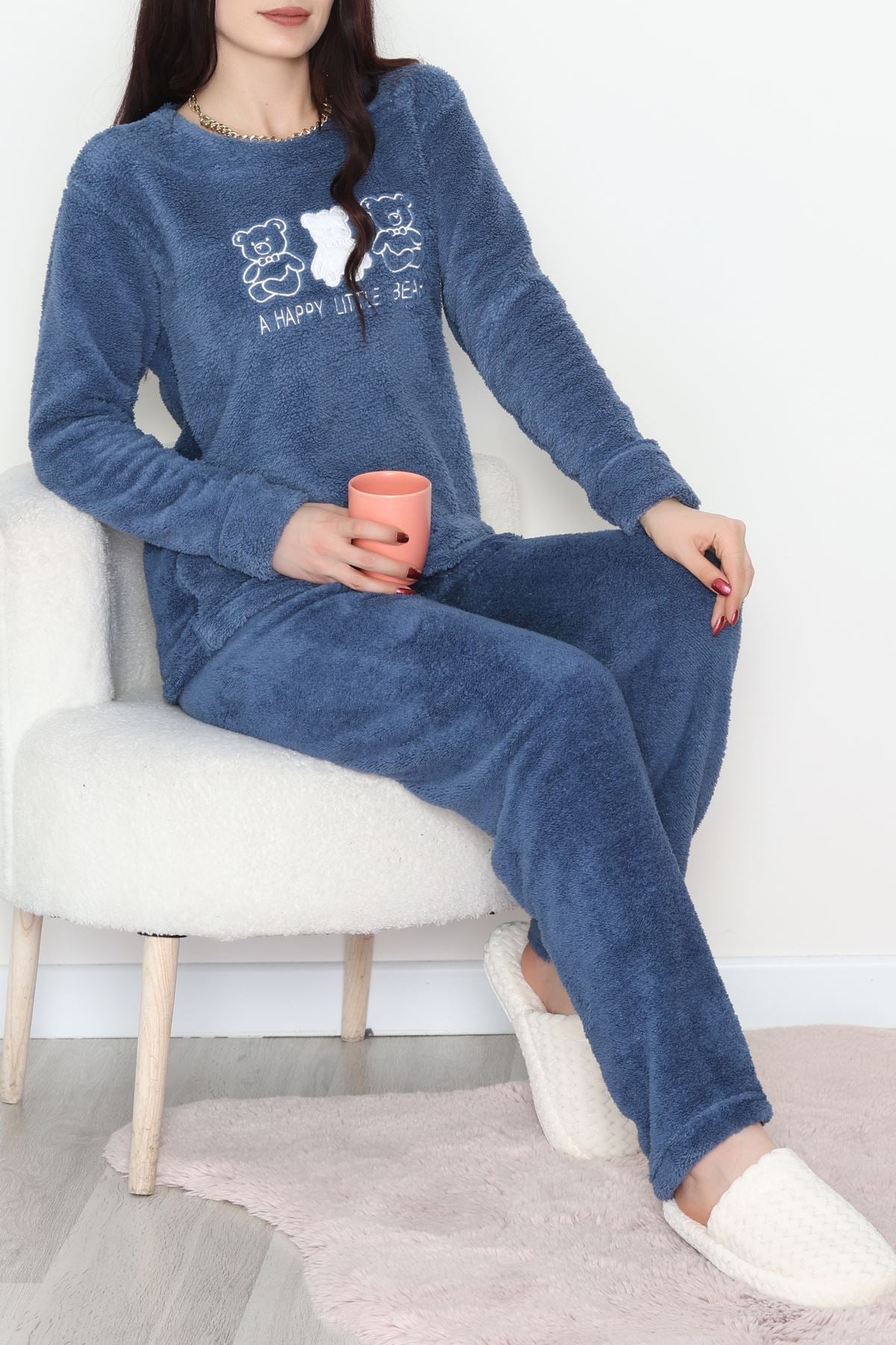 Peluş Pijama Takımı İndigo - 52107.1961.