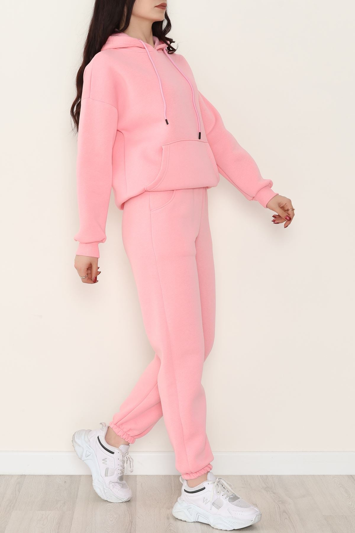 Kapşonlu 3 İplik Eşofman Takımı Pembe - 20965.1878.