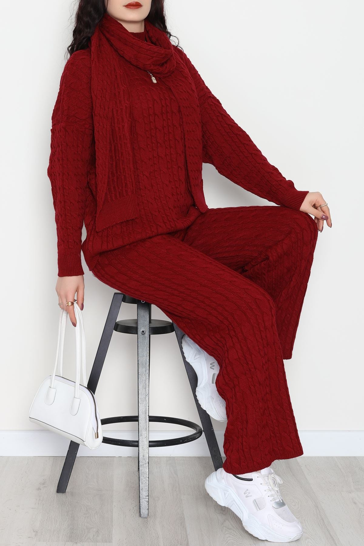 Atkılı 3'Lü Triko Takım Bordo - 2288.1247.