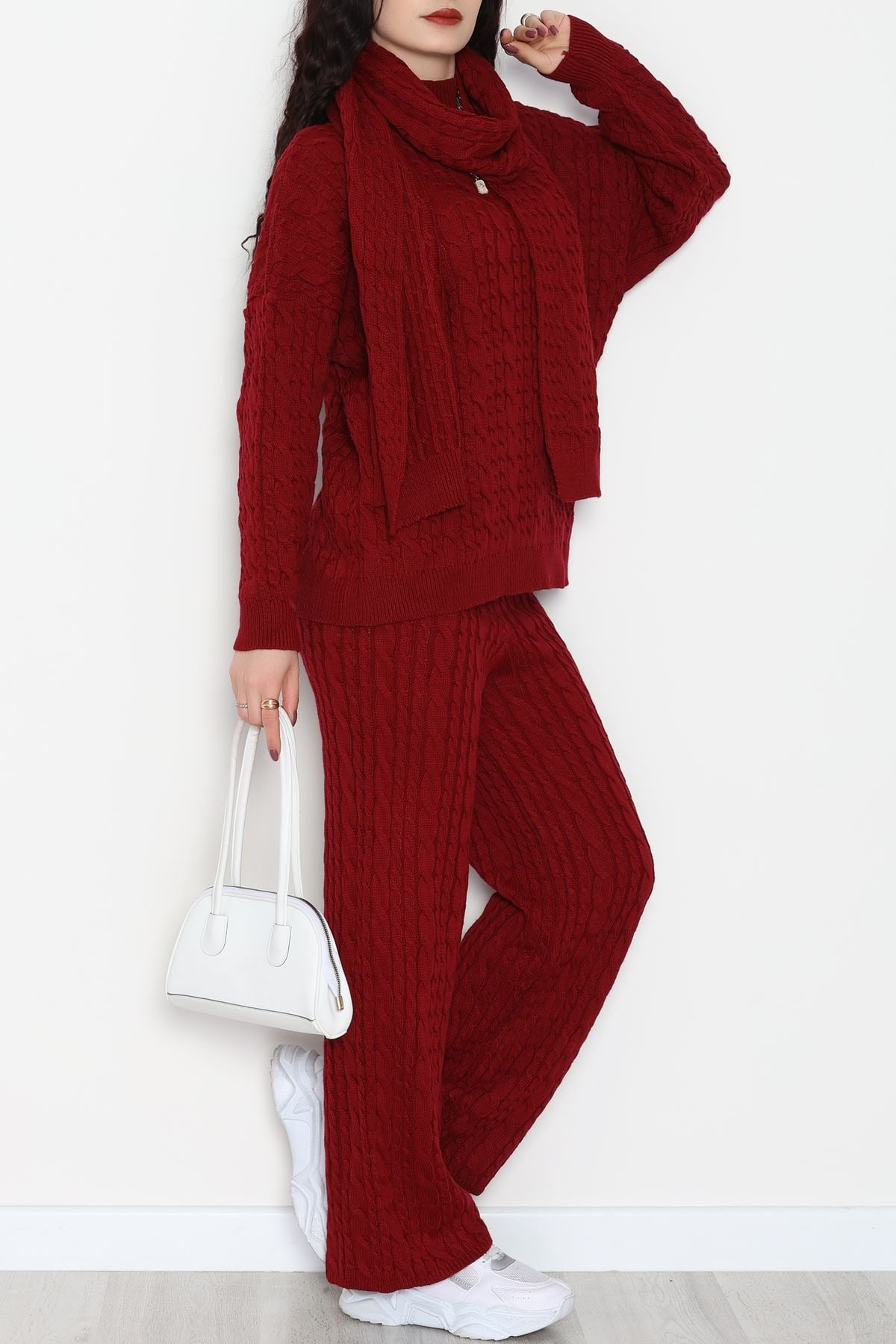 Atkılı 3'Lü Triko Takım Bordo - 2288.1247.